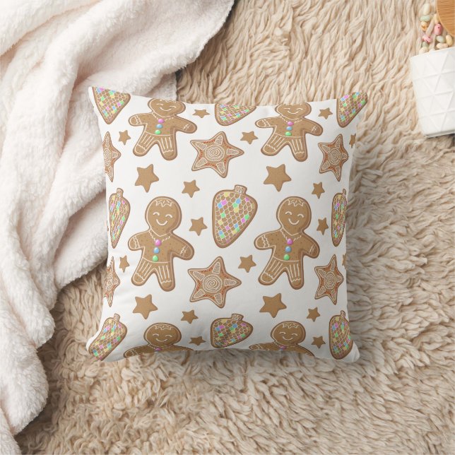 Gingerbread Christmas Cookie Pattern Cushion (Blanket)