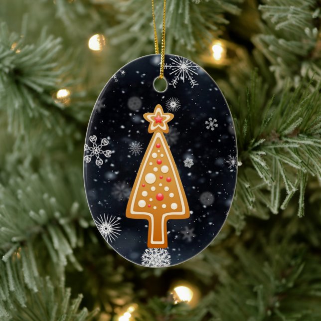 Gingerbread Christmas cookies Ceramic Ornament (Tree)