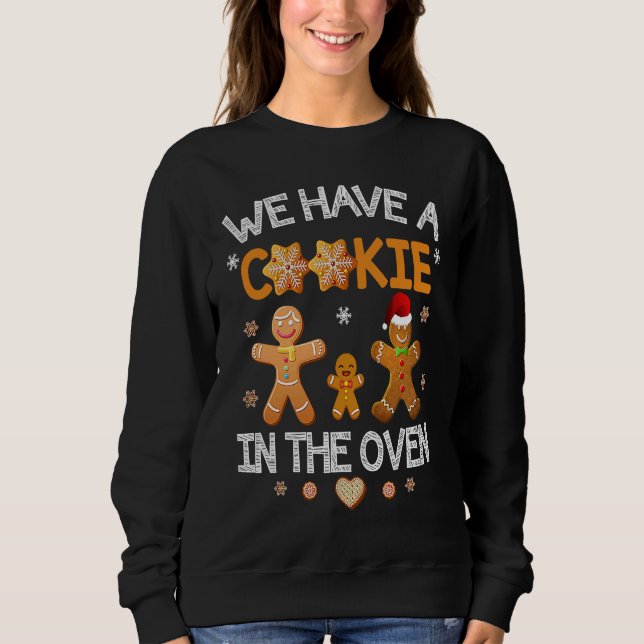 Gingerbread Christmas Couple Pregnancy Announcemen Sweatshirt (Front)