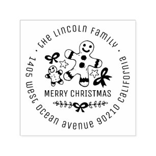 Gingerbread Christmas Custom Name Return Address Self-inking Stamp
