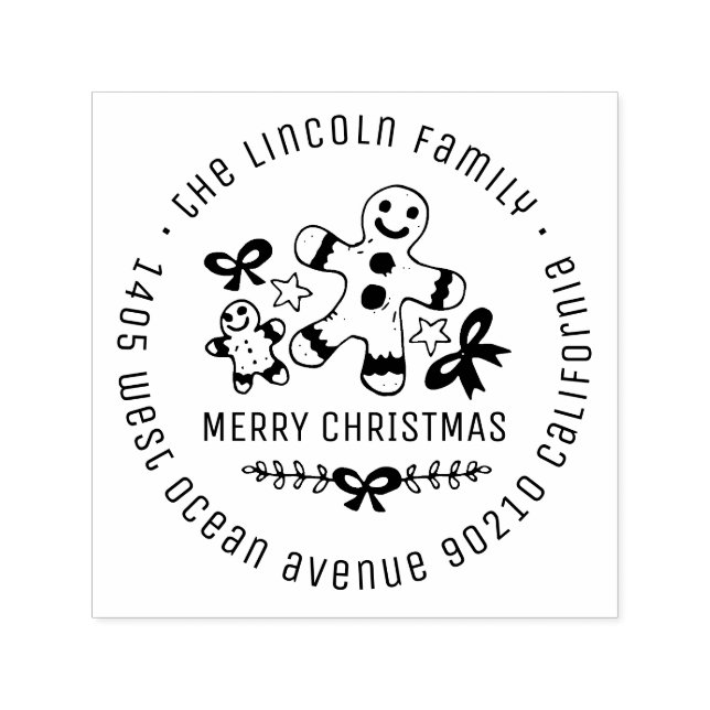 Gingerbread Christmas Custom Name Return Address Self-inking Stamp (Design)