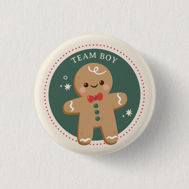 Gingerbread Christmas Gender reveal Team boy  3 Cm Round Badge (Front)