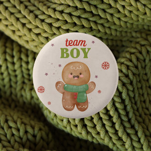 Gingerbread Christmas Gender Reveal Team Boy Vote 6 Cm Round Badge