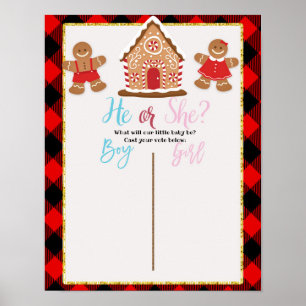 Gingerbread Christmas Gender Reveal Voting Board Poster
