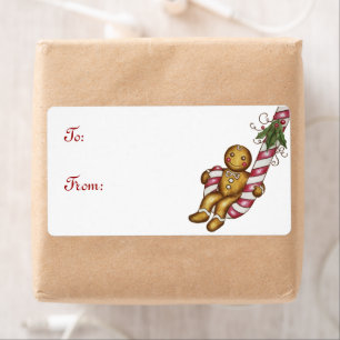 Gingerbread  Christmas Gift Tag Label