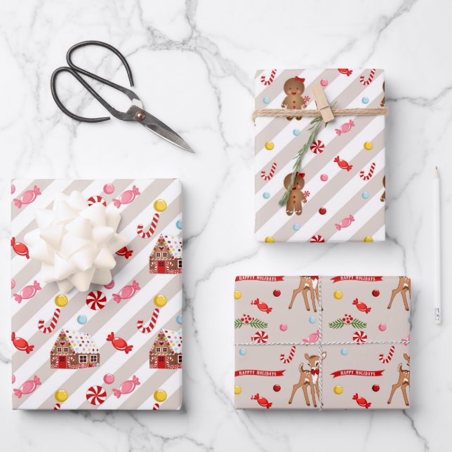 Gingerbread Christmas Gift Wrapping Papers Wrapping Paper Sheet (Front)