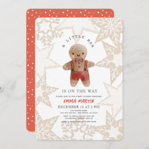 Gingerbread Christmas Holiday Boy Baby Shower Invitation