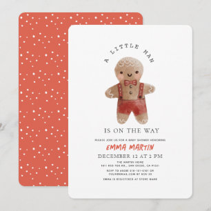 Gingerbread Christmas Holiday Boy Baby Shower Invitation