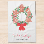 Gingerbread Christmas Holiday Cookie Exchange Tea Towel<br><div class="desc">Are you planning a Cookie Exchange? This cute kitchen towel is decorated with a watercolor festive cookie wreath and modern script typography. Easily customisable. There are matching invitations and party supplies in this collection. Original Watercolor © Michele Davies.</div>