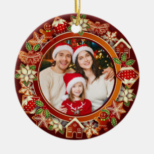 & Gingerbread Christmas I Custom Holiday Keepsake Ceramic Ornament