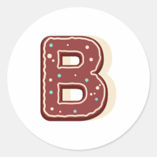 Gingerbread Christmas Initial Monogram Letter B Classic Round Sticker