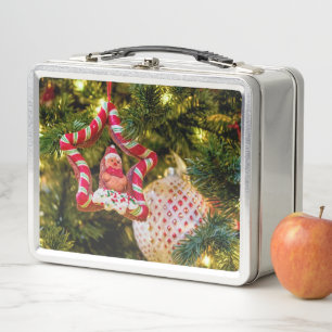 Gingerbread Christmas Ornament Metal Lunch Box
