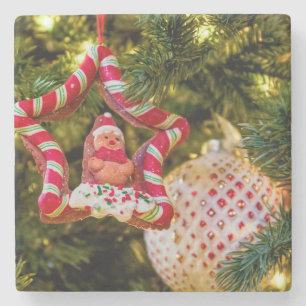 Gingerbread Christmas Ornament Stone Coaster