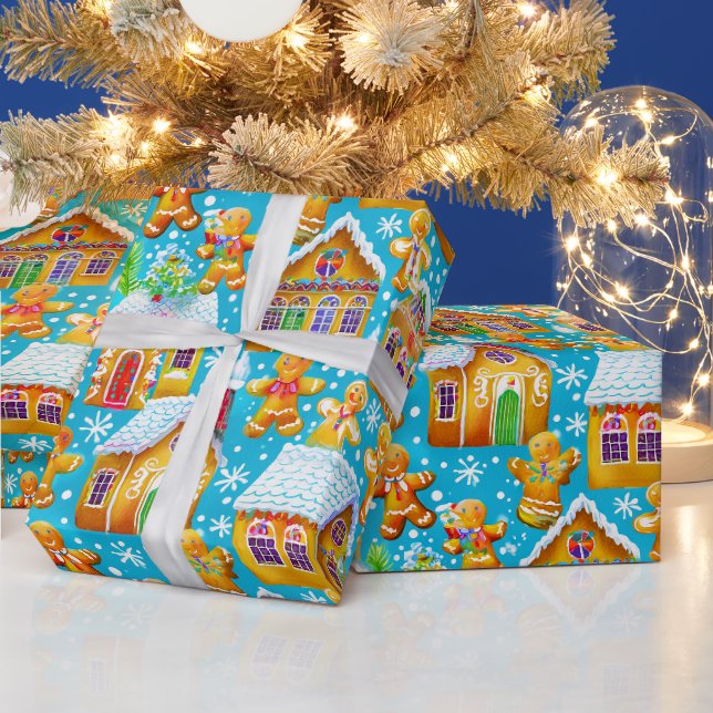 Gingerbread Christmas pattern Wrapping Paper (Holidays)
