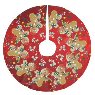 Gingerbread Christmas Sweet Candy Brushed Polyester Tree Skirt