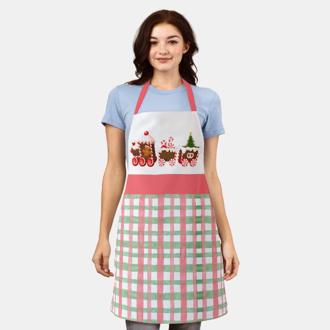 Gingerbread Christmas Train  Apron (Worn)