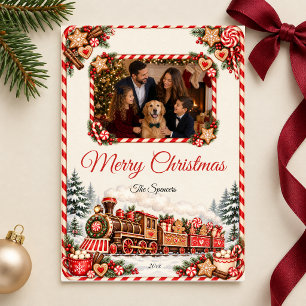 Gingerbread Christmas Train Holiday Card