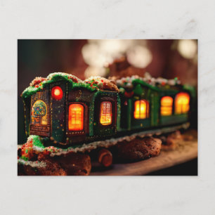 Gingerbread Christmas train Postcard