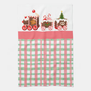 Gingerbread Christmas Train Tea Towel