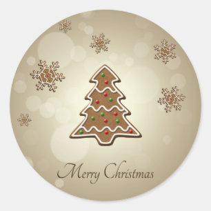 Gingerbread Christmas Tree Classic Round Sticker