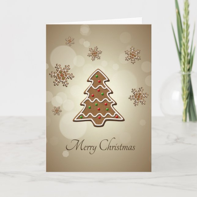 Gingerbread Christmas Tree Holiday Card (Front)