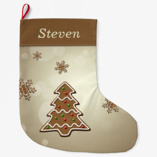 Gingerbread Christmas Tree Large Christmas Stocking