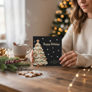Gingerbread Christmas Tree Snowflake Holiday Card