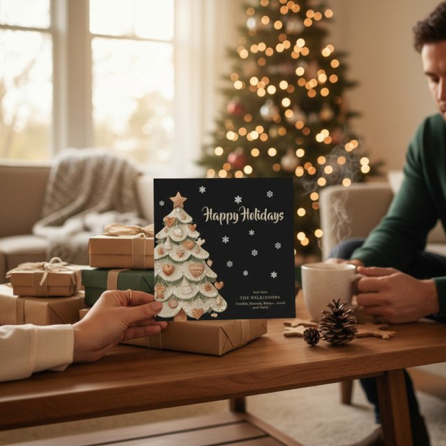 Gingerbread Christmas Tree Snowflake Holiday Card (Creator Uploaded)