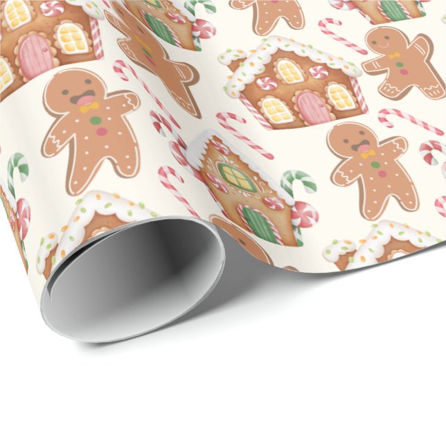 Gingerbread Christmas winter Holiday Season Wrapping Paper (Roll Corner)