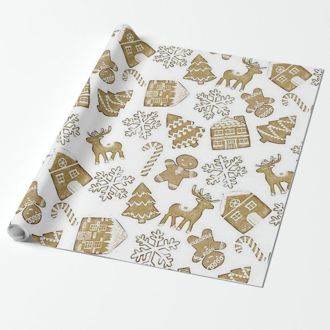 "Gingerbread Christmas" Wrapping Paper (Unrolled)