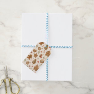 Gingerbread Christmas Wrapping Paper Cute Holida Gift Tags