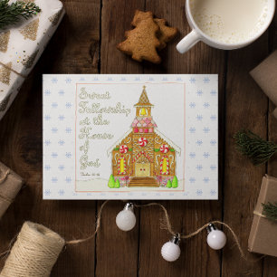Gingerbread Church Sweet Fellowship Christmas Holiday Card