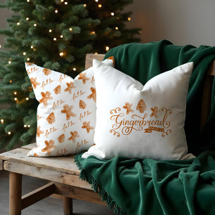 Gingerbread & Co. Watercolor Gingerbread Cookie Cushion