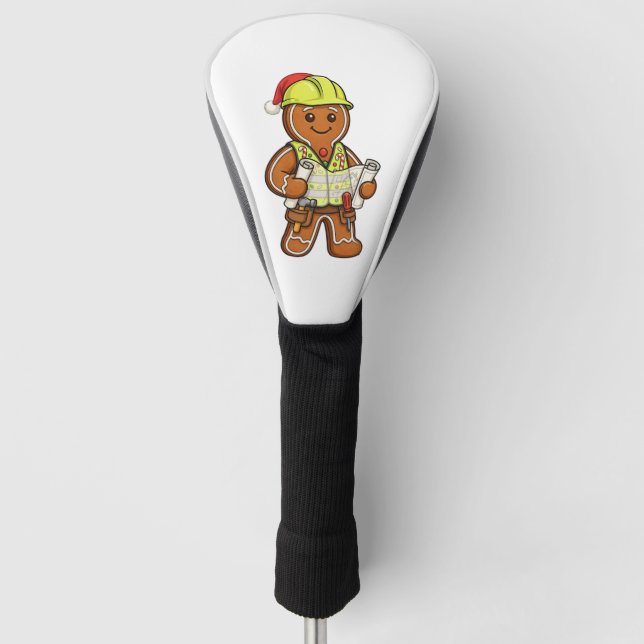 Gingerbread Construction Worker Christmas 2026   Golf Head Cover (Front)