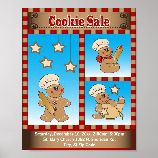 Gingerbread Cookie Bake Sale Announcement Poster (Front)
