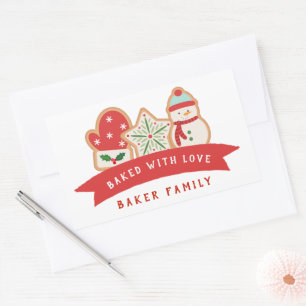 Gingerbread  Cookie   Baked with Love Favour Bag Rectangular Sticker