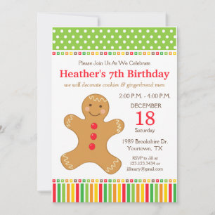 Gingerbread Cookie Birthday Party Invitation