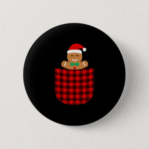 Gingerbread Cookie Buffalo Red Plaid Cket Christma 6 Cm Round Badge