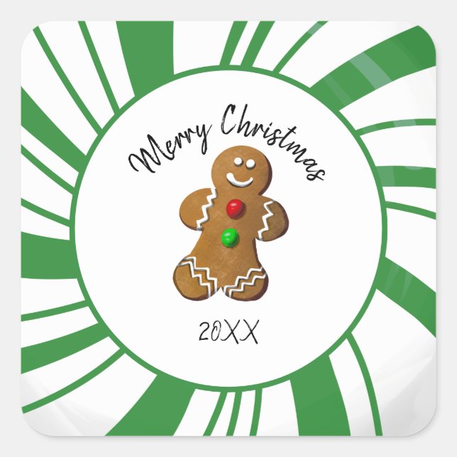 Gingerbread Cookie Candy Square Sticker (Front)