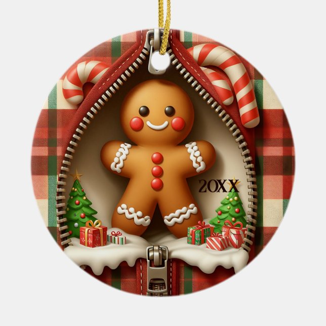 Gingerbread Cookie Ceramic Ornament (Front)