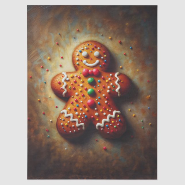 Gingerbread Cookie Christmas Art Tissue Paper (Front)