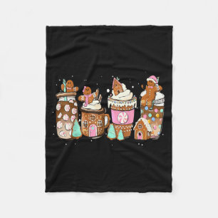 Gingerbread Cookie Christmas Coffee C Latte Drink  Fleece Blanket