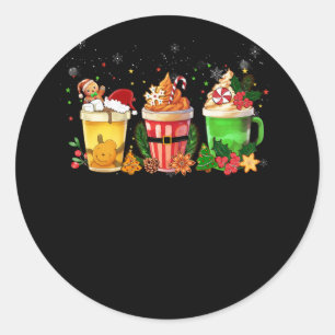 Gingerbread Cookie Christmas Coffee Cups Latte Dri Classic Round Sticker