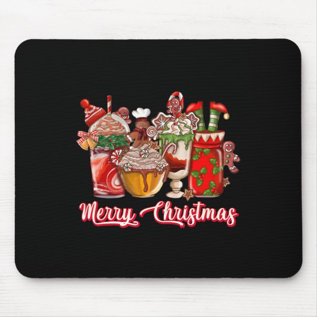 Gingerbread Cookie Christmas Coffee Cups Latte Dri Mouse Pad (Front)