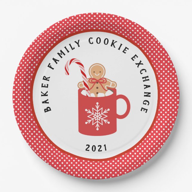 Gingerbread  Cookie | Christmas Cookie Exchange Paper Plate (Front)