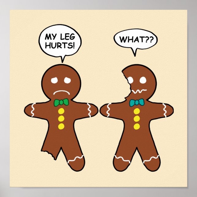 Gingerbread Cookie Christmas Humour Beige Poster (Front)