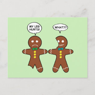Gingerbread Cookie Christmas Humour Green Holiday Postcard