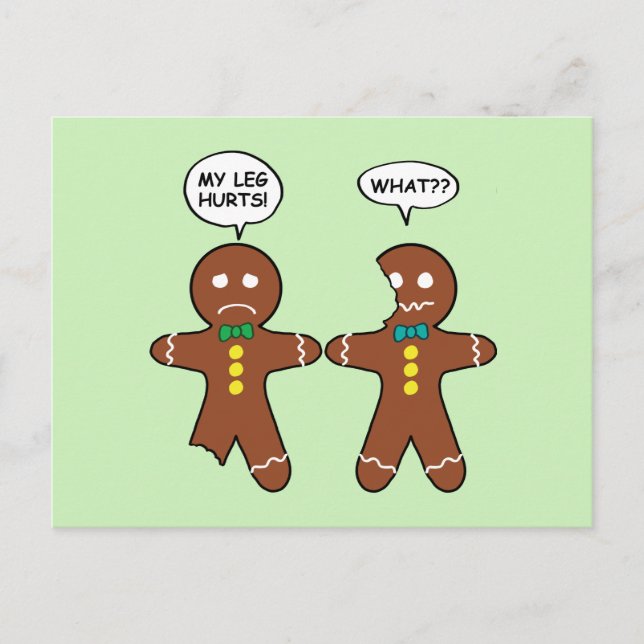Gingerbread Cookie Christmas Humour Green Holiday Postcard (Front)