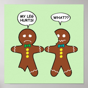 Gingerbread Cookie Christmas Humour Green Poster