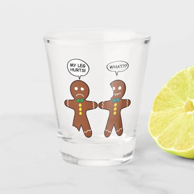 Gingerbread Cookie Christmas Humour Shot Glass (Front)
